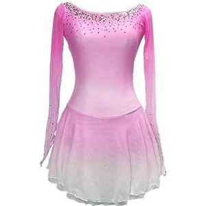 C,11/13,PONNYC Kunstschaatsjurk Voor Meisjes Schaatskleding Met Open Rug Voor Wedstrijden Rolschaats Kleding Met Kleurverloop Glanzende Turnpakjes Voor Ritmische Gymnastiek Met Strass