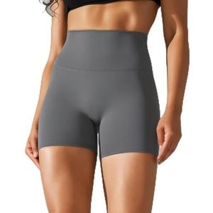 Yoga Shorts Dames Fitness Shorts Hardlopen Fietsbroek Ademend Sport Leggings Hoge taille Zomer Workout Gym Shorts-Dark Grey-XS