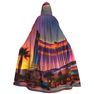 GFXEDSAH Las Vegas Sunset 1 Print Unisex Hooded Mantel Halloween Cosplay Fluwelen Mantel Met Capuchon Volwassen Hooded Kostuum Mantel