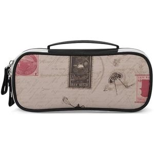 DWTJKMS Ouderwetse Mail Lederen Make-uptas Draagbare Kleine Cosmetische Organizer Waterdichte Toilettassen Borstels Potloden En Reizen Make Up Accessoires