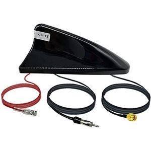 Vecys DAB DAB + autoantenne haaienvin FM/AM-radioantenne signaalversterker SMA-naar-DIN-stekkeraansluiting autodak DAB auto digitale stereoradio 5 m RG174 kabel voor auto digitale FM/AM-radio