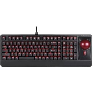 Perixx PERIBOARD-322 Bedraad Mechanisch Trackball Toetsenbord met 2 Hubs, 2.17 Inch grote Trackball, RGB Verlicht Ontwerp, US Engelse Layout