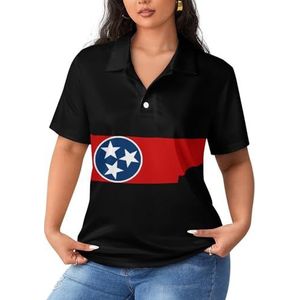 Tennessee vlag dames poloshirts korte mouwen casual T-shirts met kraag golfshirts sport blouses tops 4XL