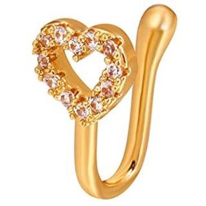 Neuspiercing 1 stuk koper hart clip op neus ring ster nep neus piercing clip op kruis neusclip nep sieraden faux piercing Helixpiercing (Size : E02902)