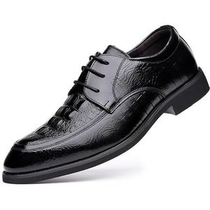 Formele schoenen Oxford for heren Veters Ronde neus Lederen krokodillenprint Schort Teen Derby schoenen Rubberen zool Lage top Antislip Zakelijk(35 EU)