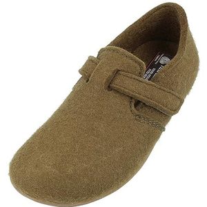 HAFLINGER Everest Focus Vilten pantoffel met verstelbare riem, olijfgroen, 41 EU