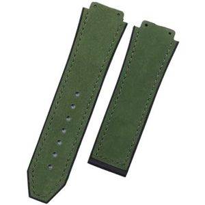 YingYou 25mm * 19mm Kwaliteit Horloge Band Rubber Lederen Band Vervanging Compatibel Met Hublot Horlogeband 22mm Vouwsluiting accessoires (Color : Light Green, Size : Gold Buckle)