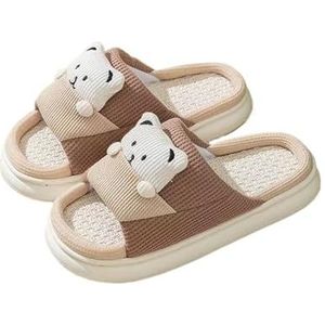 LHSJYG Vrouwen Slippers Vrouwen Dikke Platform Linnen Slippers Thuis Antislip Indoor Slipper Zomer Strand Sandalen Zachte EVA Platte Schoenen Leuke Slides, 18, 40-41