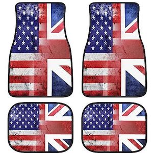 Vintage USA En UK Vlag Universele Auto Vloermatten 4 Stuk Voor & Achter Set Anti Slip Voet Tapijt Voor De Meeste Auto