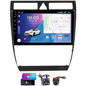 Android 13 QLED Autoradio voor Audi A6 C5/S6 2 1999-2004 - Ingebouwde DSP/Carplay/Android Auto - Camera + DVR - 9 inch 2 Din - Stuurbediening - FM AM RDS DAB Radio - BT 5.0(NF-4)
