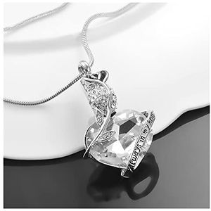 SASHUN XLIAN326 Crystal Heart Rose Bloem Crematie Ash Ketting Keepsake Memorial Urn Hanger Ketting Voor Vrouwen Mannen Beste Geschenken Huisdier Memorial (Metalen Kleur: Kristal)