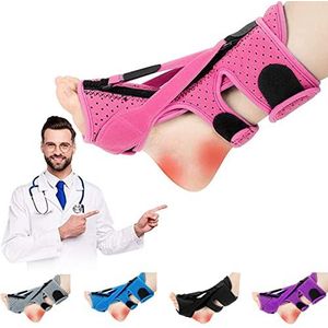 DERJLY Plantaire fasciitis nachtspalk, verbeterde 3 verstelbare riemen ontlastingsrail, nachtspalken, fasciitis plantaire bandage met zacht traagschuim pad (roze)