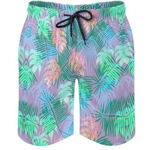 Strandvolleybal zwembroek, sneldrogende tropische stijl korte broek, licht zachte en ademende heren Hawaii shorts, Kleur: zwart/bruin,, S
