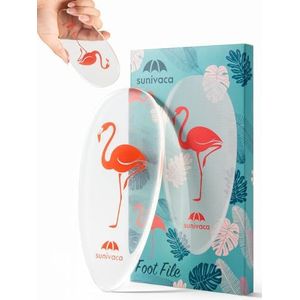 Sunivaca Glazen voetvijl eeltverwijderaar voor voeten, flamingo geschenken voor vrouwen, voeten scrubber dode huidverwijderaar, professionele pedicure gereedschap thuis, hielschraper voor gebarsten