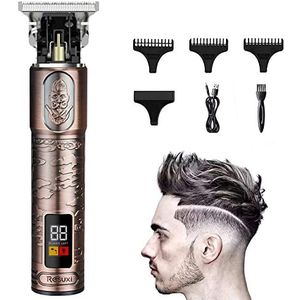 Suttik Sierlijke tondeuse voor mannen, draadloze snijders tondeuse professionele haar- en baardtrimmer voor kapper Pro Zero Gapped T-Blade Outline Trimmer met LCD-display, roségoud, cadeau voor mannen