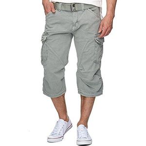 Indicode Heren Nicolas Check Cargo Shorts | 3/4 Cargo korte broek met riem Lt grey M