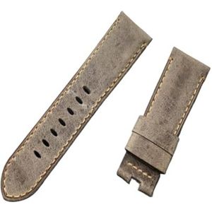 CBLDF Topkwaliteit 24 Mm Bruin Grijze Vintage Retro Italië Lederen Horlogeband Compatibel Met Panerai Band Horlogeband Vlinder Gesp Riem (Color : Light grey, Size : With buckle)