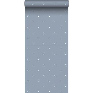 behang bloemetjes vergrijsd blauw en wit 53 cm x 10 m - van Sanders & Sanders