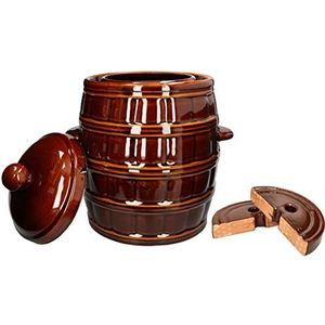 KOTARBAU® Fermentatiepot, 8 liter, aardewerk pan met deksel en verzwaringssteen, hermetisch zuurkoolpot, komkommerpan, keramische pot, aardewerk, aardewerkpot, bruin