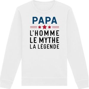 Sweatshirt, de man The Mythe the the Legende - Unisex - Bedrukt in Frankrijk - 100% biologisch katoen - Cadeau voor verjaardag - Origineel grappig papa, Wit, XXL