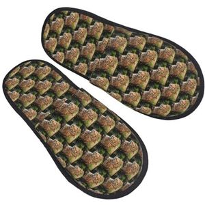 ZaKhs Luipaardprint Vrouwen Slippers Antislip Fuzzy Slippers Leuke Huis Slippers Voor Indoor Outdoor L, Zwart, Large Wide