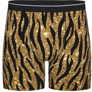 Boxer slips, heren onderbroek boxershorts, been boxer slips grappig nieuwigheid ondergoed, gouden glitter dierenprint, zoals afgebeeld, XXL