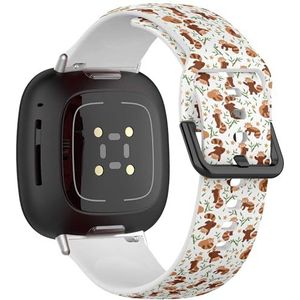 Zachte sportband compatibel met Fitbit Sense / Sense 2 / Versa 4 / Versa 3 (rode panda's bamboe) siliconen armband accessoire