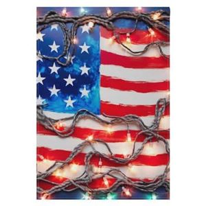 Amerikaanse vlag kerstverlichting tuinvlag verticale dubbelzijdige huisvlag festival vakantiedecoraties voor buiten gazon 30,5 x 45,5 cm