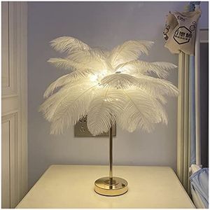 Veren vloerlamp Tafellamp met aanraakbediening for bruiloft Slaapkamerdecoratie LED-bureaulamp met veren USB-voeding/oplaadbaar(Color:40pcs feather,Size:USB_WHITE)