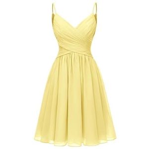 HPPEE Afstuderen jurk off-shoulder thuiskomst jurken voor junior korte rok met zakken WYX548, Daffodil, 34