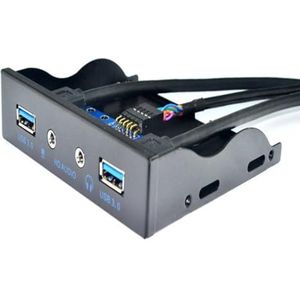 2Port USB3.0 Hub Ondersteuning 3.5mm Oortelefoon Interfaces Voorpaneel Adapter