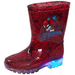 Marvel Spiderman Light Up Wellington Laarzen Kinderen Knipperende Regen Sneeuw Schoenen Wellies, Rood, 7 UK Child