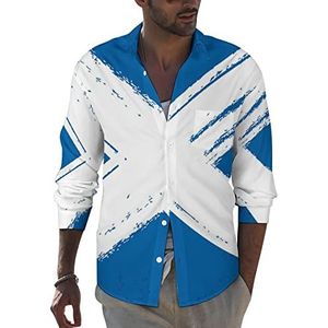 Retro Schotse vlag heren revers lange mouw overhemd button down print blouse zomer zak T-shirts tops XL