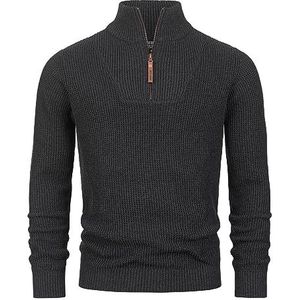 INDICODE Heren INYassip Knit Sweater | Gebreide trui met opstaande kraag Raven S