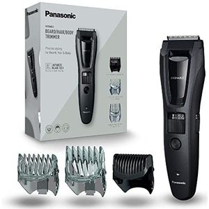 Panasonic ER-GB62 elektrische trimmer voor nat en droog haar, baard en lichaam voor heren met 40 kniplengtes, grijs, verpakking van 1