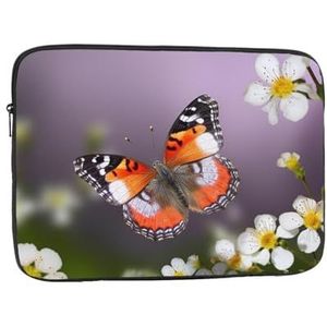 Lente vlinder en bloem laptop sleeve tas voor vrouwen, schokbestendige beschermende laptop case 10-17 inch, lichtgewicht computer cover tas, ipad case