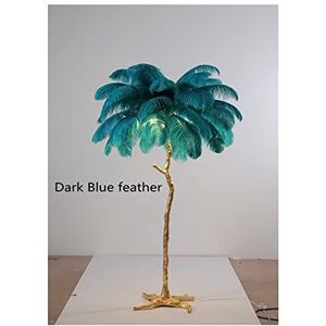 Veren vloerlamp Nordic Luxe Struisvogelveren LED Vloerlamp Goud Hars Hoek Licht Art Deco Vloerlampen for Woonkamer Staande Binnenverlichting(Color:D80*H120cm,Size:Dark blue feather)
