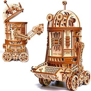 Wood Trick Space Junk Robot 3D houten puzzels voor volwassenen en kinderen om te bouwen - ritten tot 15 voet - 9,5 x 6,7 inch - modelkits voor volwassenen - DIY houten modellen voor volwassenen om te bouwen