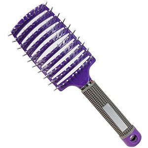 DieffematicSZ kam Hairbrush Bristle Nylon Women Wet Curly Detangle Hair Brush for Salon Hairdressing Styling Tools (Color : Purple)