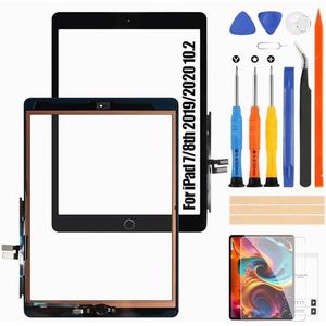Reparo Vervanging van het beeldscherm voor iPad 7e / 8e 2019/2020 - voor iPad 8th 10.2 2020 A2428 A2429 A2270 touchscreen, digitizer touch met home-knop + gereedschapset (zwart)