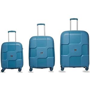 TROLLEYZ Venice No.10 - Driedelige kofferset met geïntegreerd TSA-slot - Uiterst sterke en lichtgewicht harde koffer met dubbele stille 360° wielen - 55cm+69cm+78cm - Ice Blue