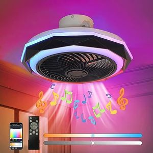 RGB muziek plafondventilator met verlichting en Bluetooth luidspreker LED stil plafondlicht met ventilator afstandsbediening Dimbare ventilator plafondlamp voor slaapkamer kinderkamer Lamp Fan Light
