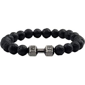 CABULE Zwart Verweerde Polsband Verstelbare Barcelets Voor Vrouwen Mannen Kralen Armband Halter Mens Mode Yoga Sieraden Originele Bangles-Lava Steen-zwart