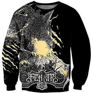 Mannen Viking Yin Yang Wolf 3D-gedrukte hoodies, Nordic Fenrir Tattoos Zip Pullover, Unisex Casual Jacket