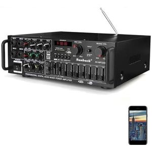 Audioversterker, 2000W 5.0 Bluetooth 2-kanaals Audio Power HIFI-versterker 32 6BT AV AMP-luidspreker met afstandsbediening 4 Micro for Auto Home