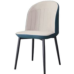 GEIRONV 1 stuks eetkamerstoelen, waterdicht PU Lederen zijstoel Zwart metalen benen bureaustoel keuken woonkamer teller stoelen Eetstoelen (Color : Beige)