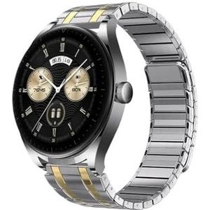 Zelfaanzuigende band geschikt for Huawei Watch GT 3 4Pro 46 mm roestvrijstalen armband geschikt for Samsung Galaxy 3 45 mm geschikt for Amazfit GTR 47 mm geschikt for Seiko(Silver gold,For Amazfit Fal