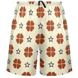 LI ZHI XIN Herenpyjamabroek, korte pyjamabroek, zomer casual shorts, elastische tailleband met trekkoord, rechte losse pasvorm met 2 zakken, S-XXL klavertje vier patroon, Meerkleurig, S
