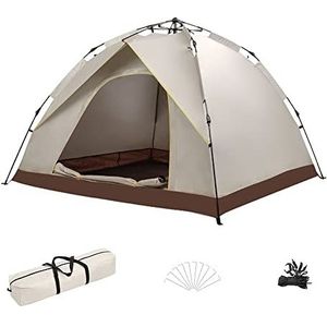 Gecheer Werptent, campingtent, automatische 2-3 personen, direct tent, pop-up ultralichte koepeltent, 4 seizoenen, waterdicht en winddicht, beige