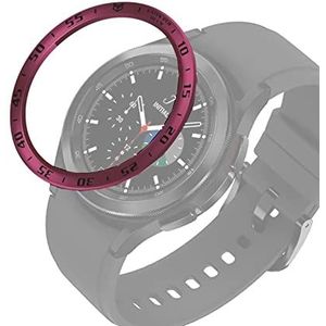 Watch Case BZN for Samsung Galaxy Watch4 Classic 46 mm Smart Watch stalen bezelring, een versie (Color : Wine Red Ring Black Letter)